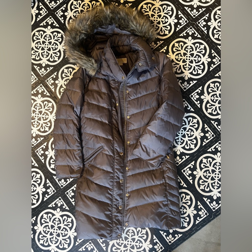 Michael Kors  coat, like New condition, warm, cozy, it’s a grayish  brown color
